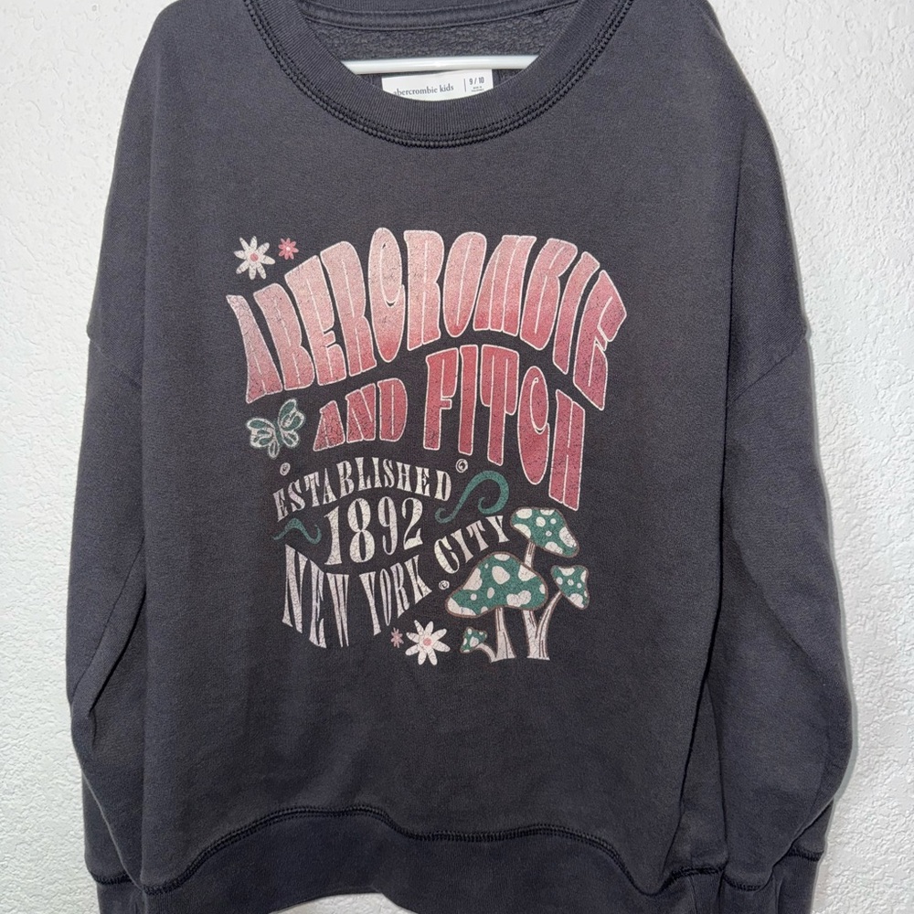 Abercrombie & Fitch Charcoal Sweatshirt with Pink and Green Design